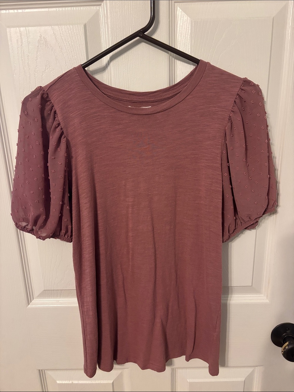 Maurice’s Women's Mauve Puff Sleeve Top - Short Sleeve Knit